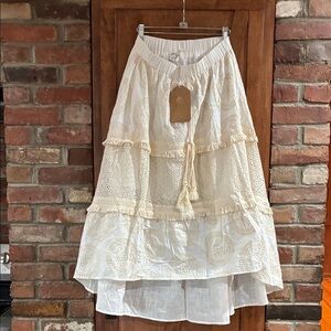 Boho Tiered Cream Maxi Skirt
